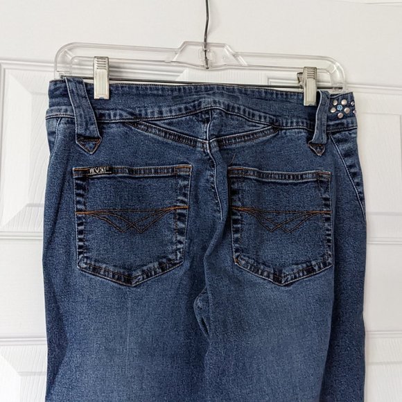 Vtg REVOLT USA Jeans Decorated w/Metal Studs & Faux Gems -Flared Bottom Boot Cut - Picture 6 of 14